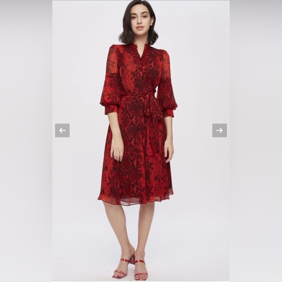 Diane Von Furstenberg DVF Adele Dress snake print carmine red - New with tags - Picture 7 of 11
